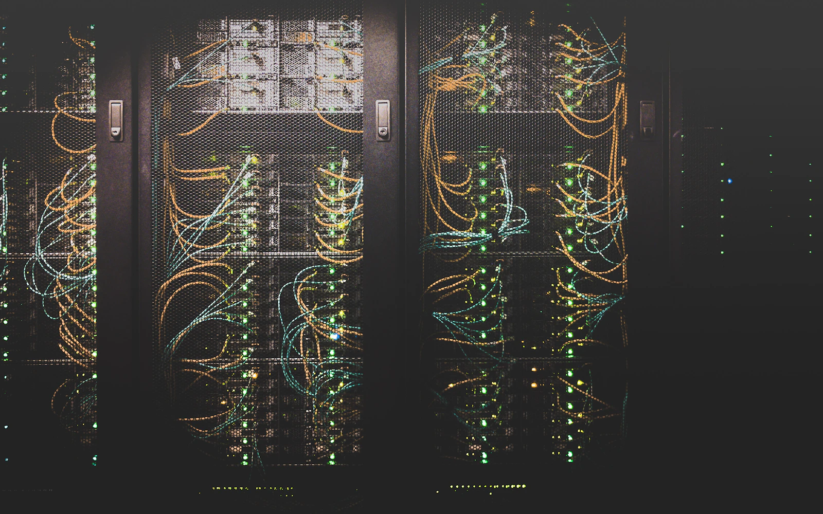Network cabinets and cabling in a real server installation