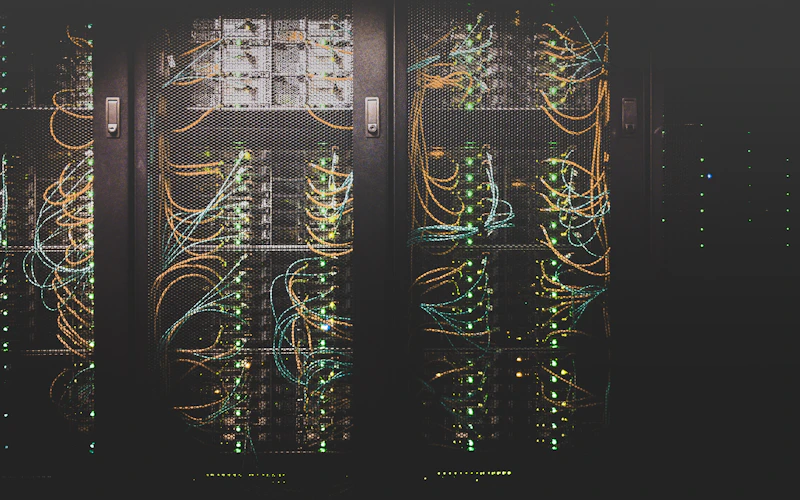 Network cabinets and cabling in a real server installation