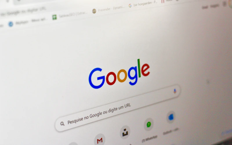 Google search homepage photographed on a computer screen